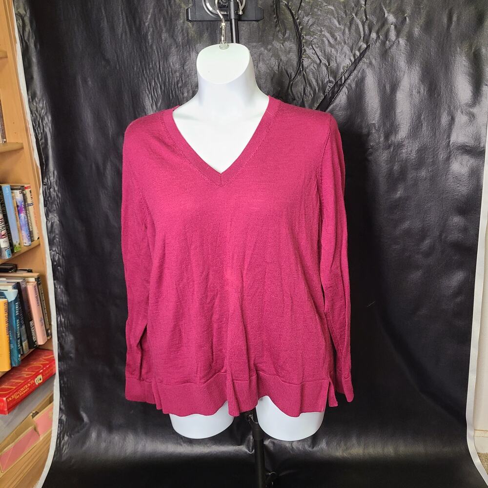 Katherine Barclay Maroon knit V-neck sweater size 2X